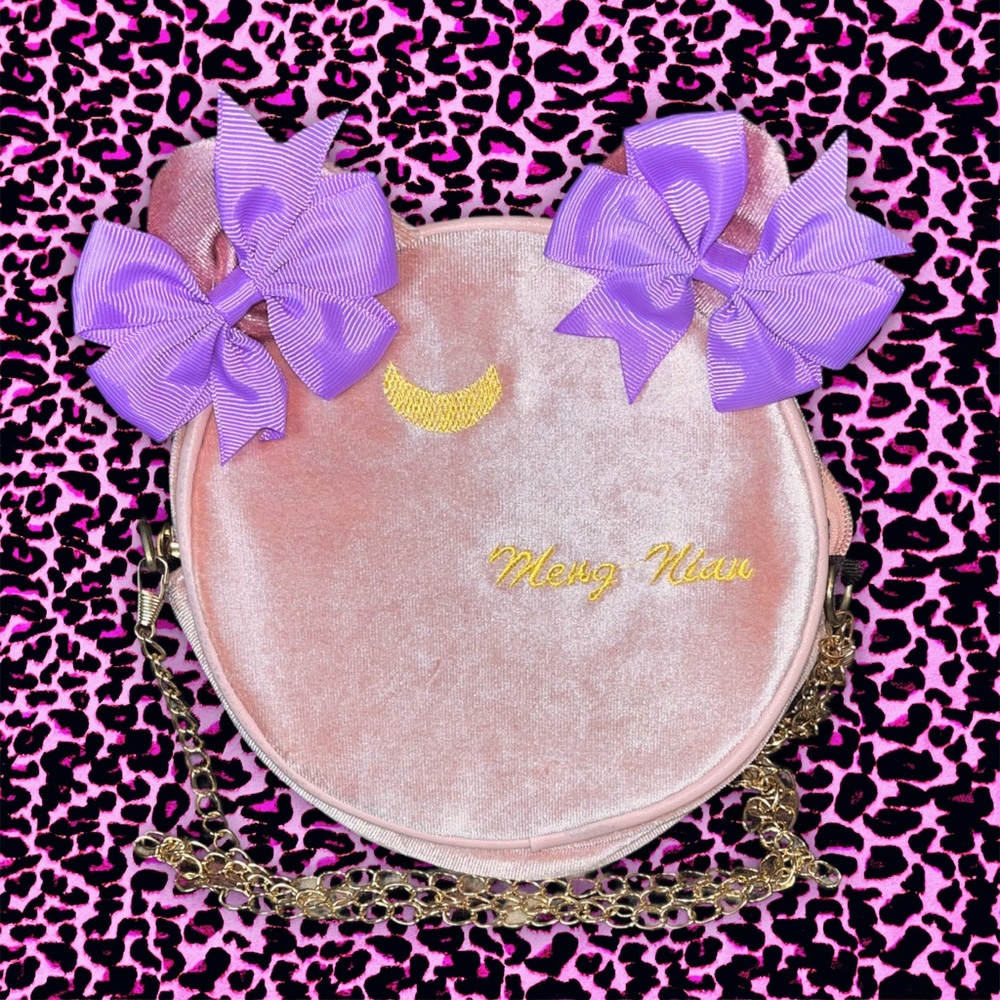 Rose Gold Pink Velvet Cat ear purse